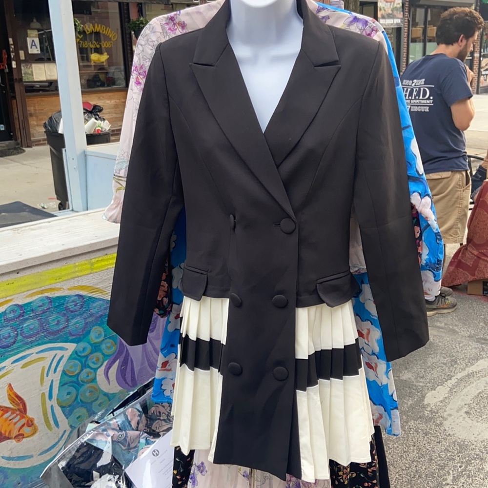 Black and white suit dress.